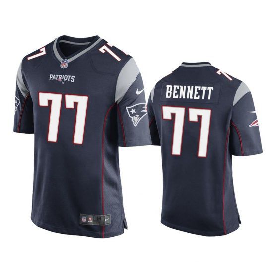Men New England Patriots #77 Michael Bennett Nike Navy Game NFL Jersey->new england patriots->NFL Jersey